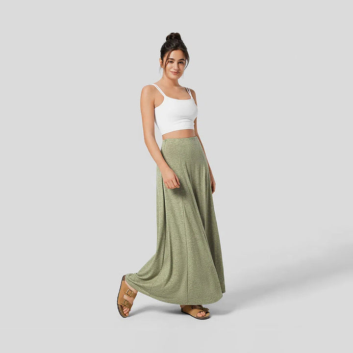 Damen fließender Maxirock mit hohem Bund und Stretch-Jersey – Valéora
