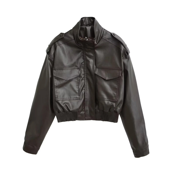 Damen nan cropped Field-Bomberjacke im Military-Look mit Stehkragen, Schulterklappen und taillennahem Rippbund Echo Archiv