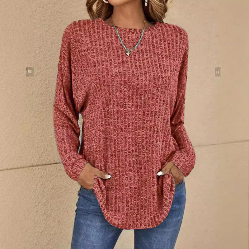 Damen Oversized Struktur-Strickpullover mit Rundhals und Eingrifftaschen Echo Archiv