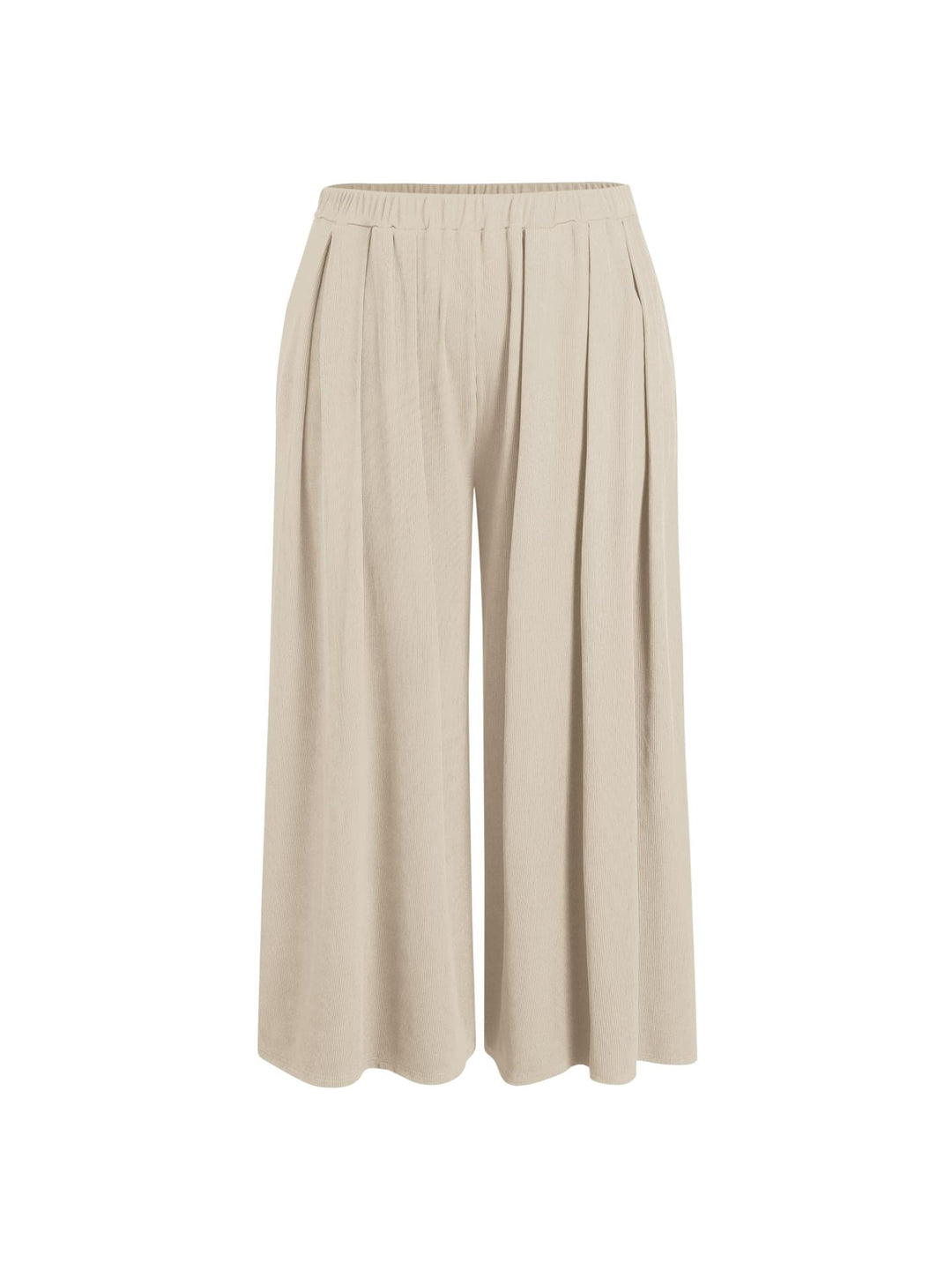 Damen Weite Feinstrick-Palazzohose mit hohem Elastikbund und Faltenfall – Avélisse