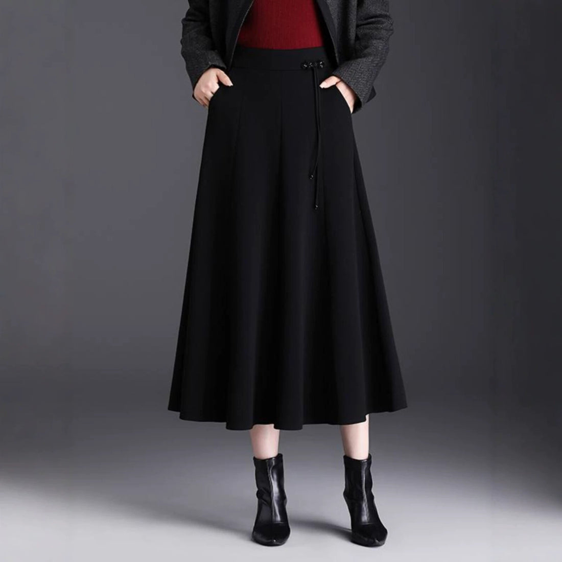 Damen Eleganter Maxirock mit hochfließendem Schnitt – Valéora