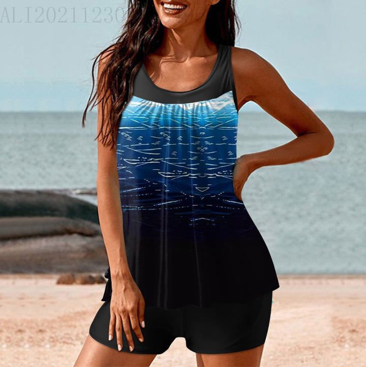 Damen Sportliches Strandoutfit mit modischer Raffung Echo Archiv