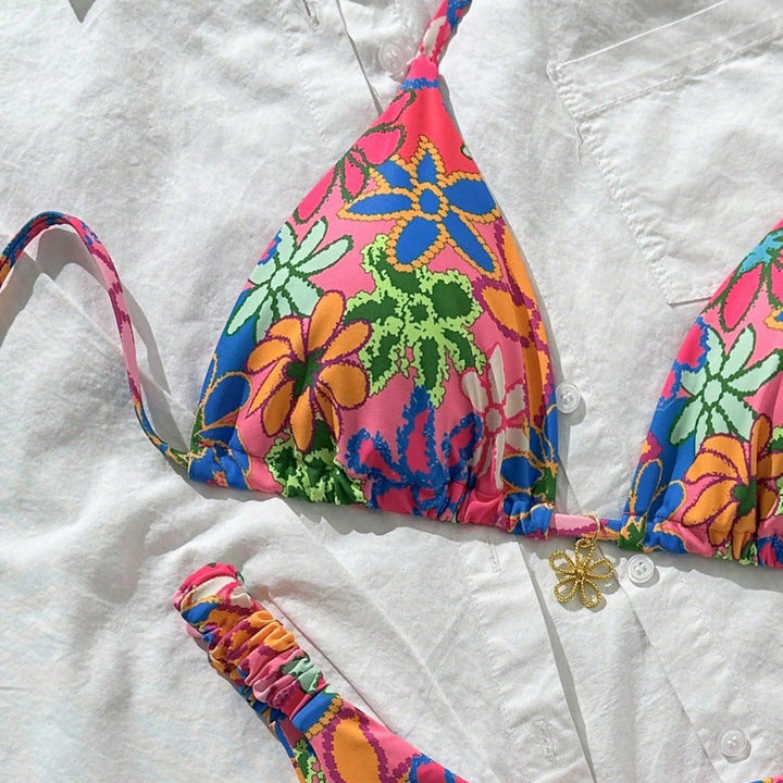 Damen Triangelbikini mit buntem floralen Muster Echo Archiv