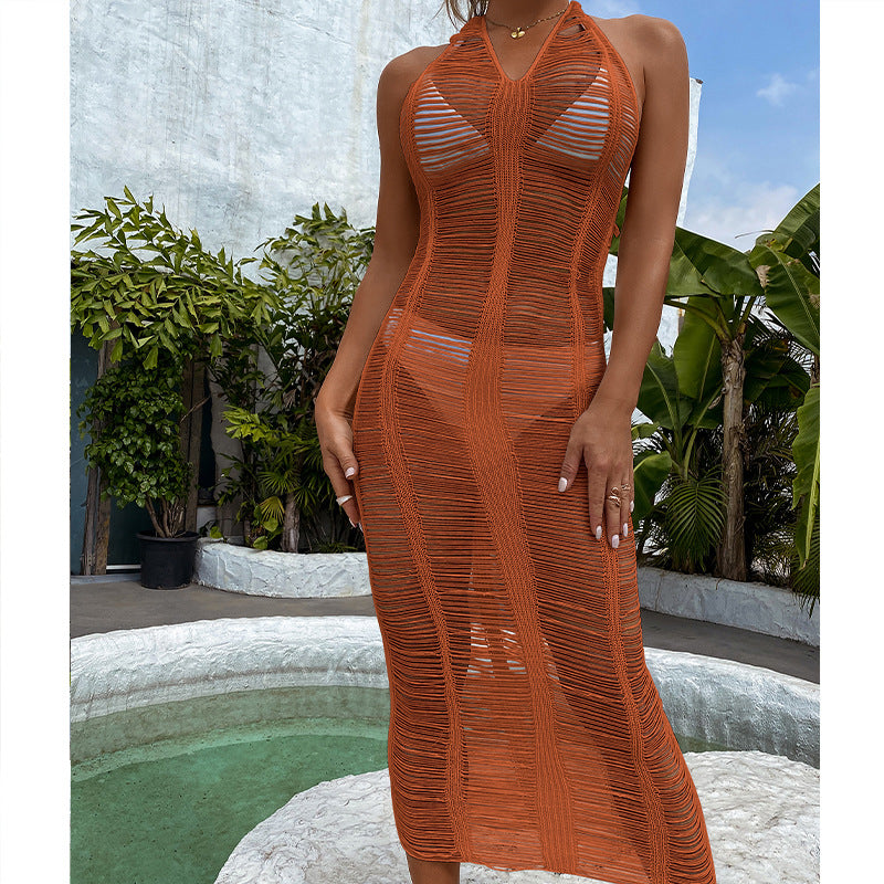 Damen Häkel-Strandkleid mit fransigen Elementen und hoher Taille Echo Archiv