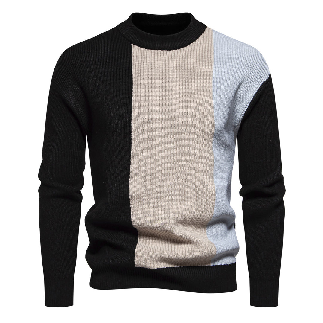 Herren Strickpullover mit modernem Farbblockdesign und hohem Kragen Echoarchiv