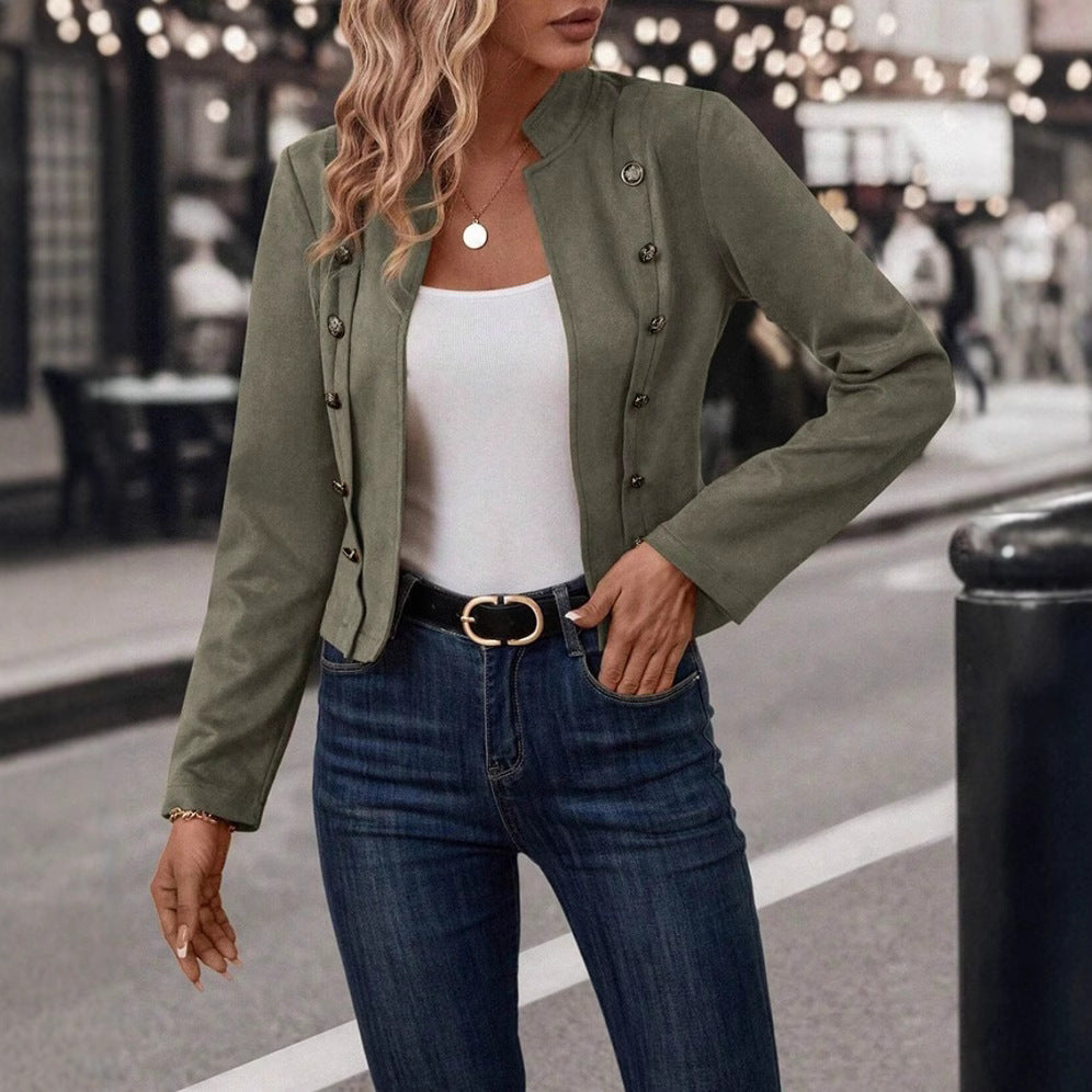 Damen nan taillierte Militärjacke mit Stehkragen und doppelter Knopfleiste Echo Archiv