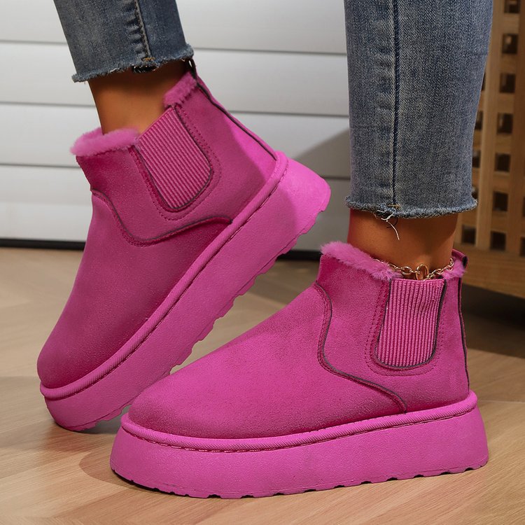 Damen  gefütterte Chelsea-Boots im Velours‑Look mit hohem Plateau‑Sohlenprofil und weichem Innenfutter Echo Archiv