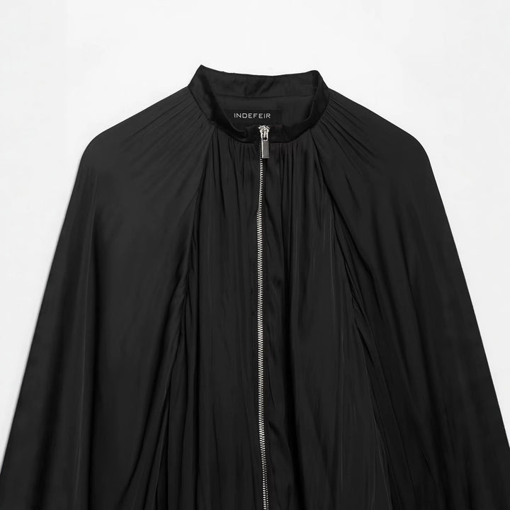 Damen Plissierte Cape-Jacke mit Reißverschluss und Stehkrragen Echo Archiv