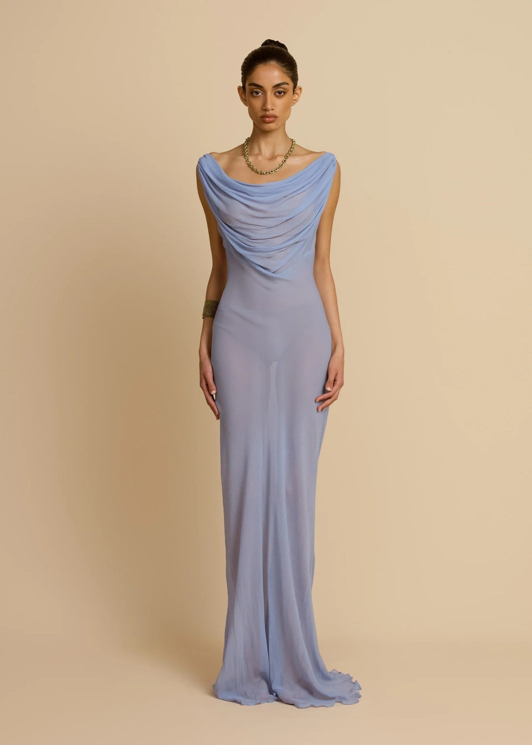 Damen Fließendes Maxikleid mit drapiertem Ausschnitt Echo Archiv