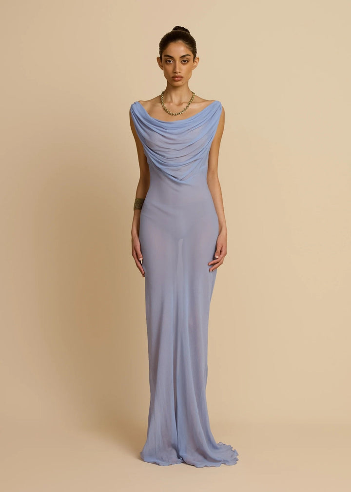Damen Fließendes Maxikleid mit drapiertem Ausschnitt Echo Archiv