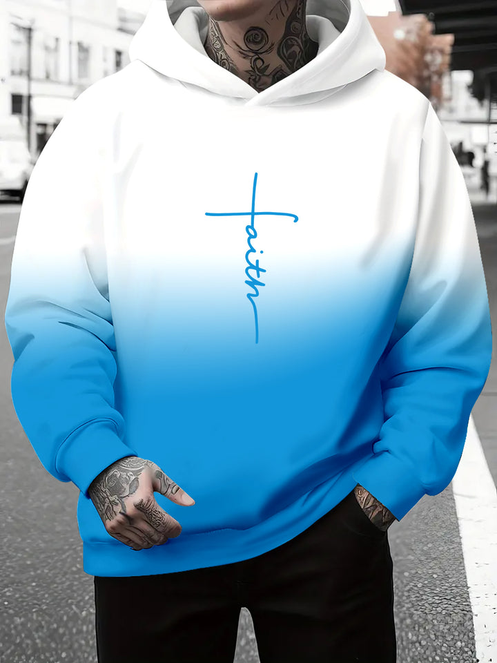 Herren Kapuzenpullover mit subtiler Farbverlauf-Optik und inspirierendem Schriftzug Echoarchiv