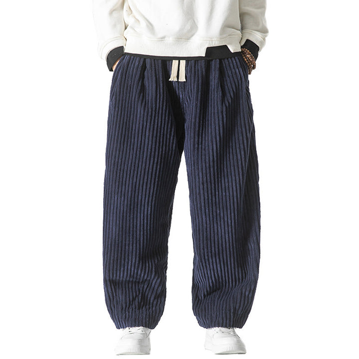 Herren nan weite Breitcord-Hose mit elastischem Bund, Kordelzug und tiefen Eingrifftaschen Echo Archiv