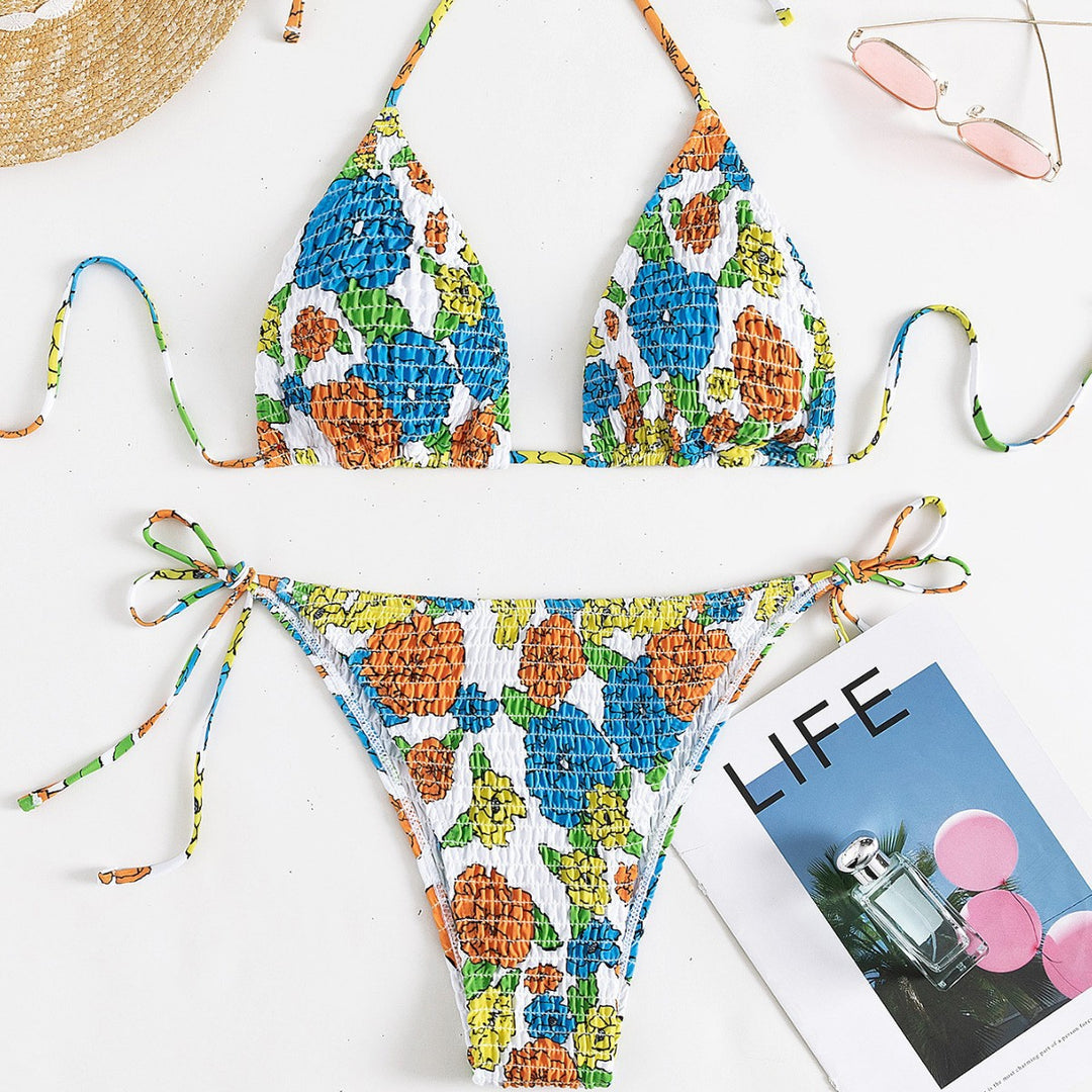 Damen Triangel-Bikini mit farbenfrohem Strukturdesign und verstellbaren Trägern Echo Archiv