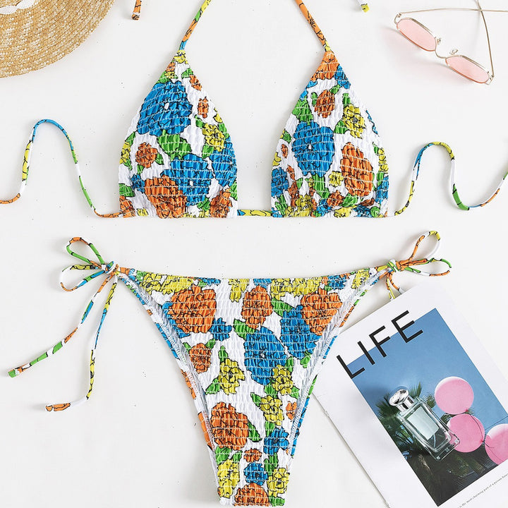 Damen Triangel-Bikini mit farbenfrohem Strukturdesign und verstellbaren Trägern Echo Archiv