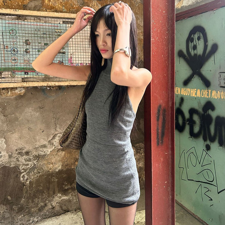 Damen Hochgeschlossenes Stricktop im figurbetonten Design Echo Archiv