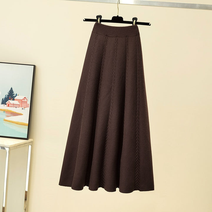 Damen Eleganter, plissierter Maxirock aus hochwertigem Strick Echo Archiv