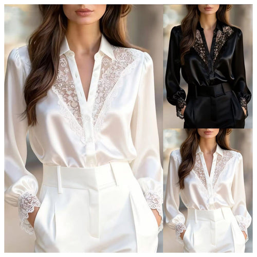 Damen elegante Bluse mit romantischen Spitzenakzenten Echo Archiv