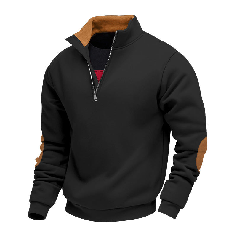 Herren Stehkragen Pullover mit Reißverschluss und Kontrastdetails Echoarchiv