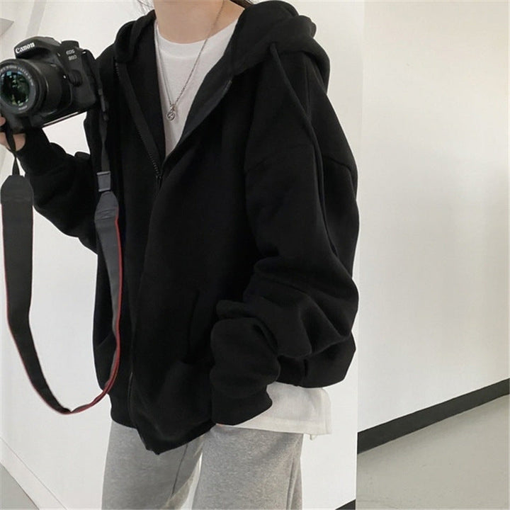 Damen oversized Kapuzenjacke aus weichem Fleece mit Kängurutasche – Auréline