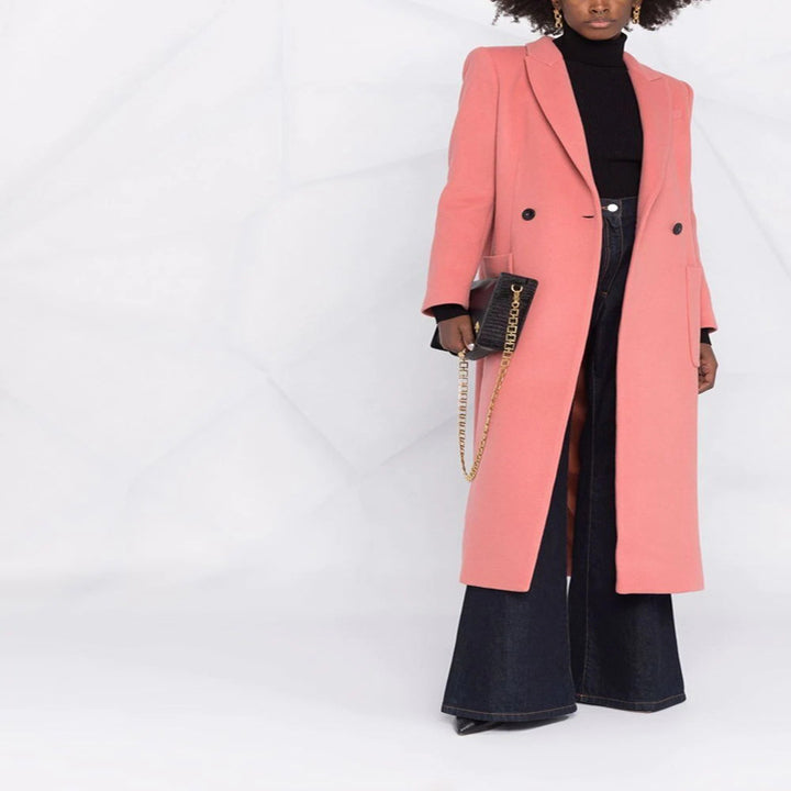 Damen Maxilanger taillierter Wollmix-Mantel im Clean-Tailoring mit betonter Schulter Echoarchiv