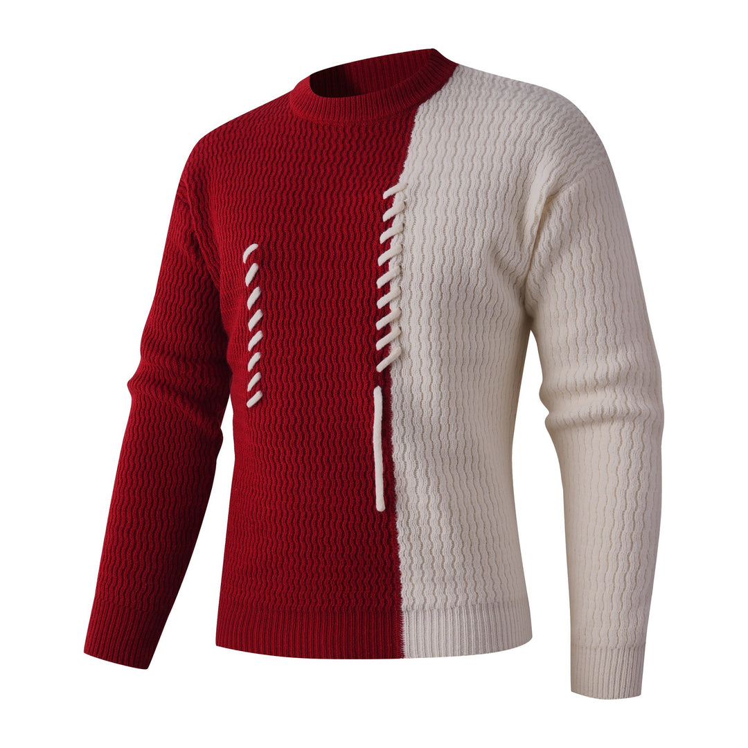 Herren Strickpullover mit modernem Zopfmuster und kontrastierenden Details Echoarchiv