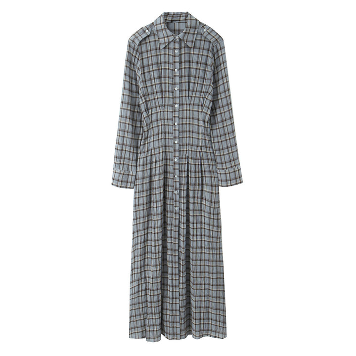 Damen Maxikleid im Hemdblusenstil mit durchgehender Knopfleiste und taillierter Faltenpartie Echo Archiv