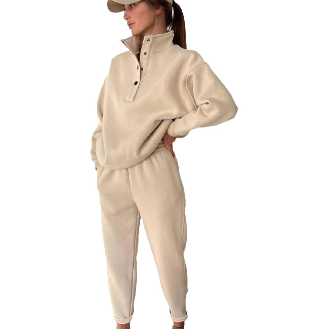 Damen nan kuscheliges Oversize Fleece-Set mit Stehkragen und Jogger Echo Archiv