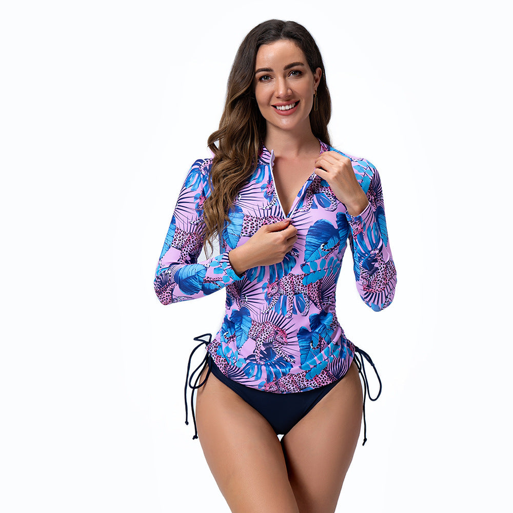 Damen Sportlicher Langarm Rashguard mit floralem Muster Echo Archiv