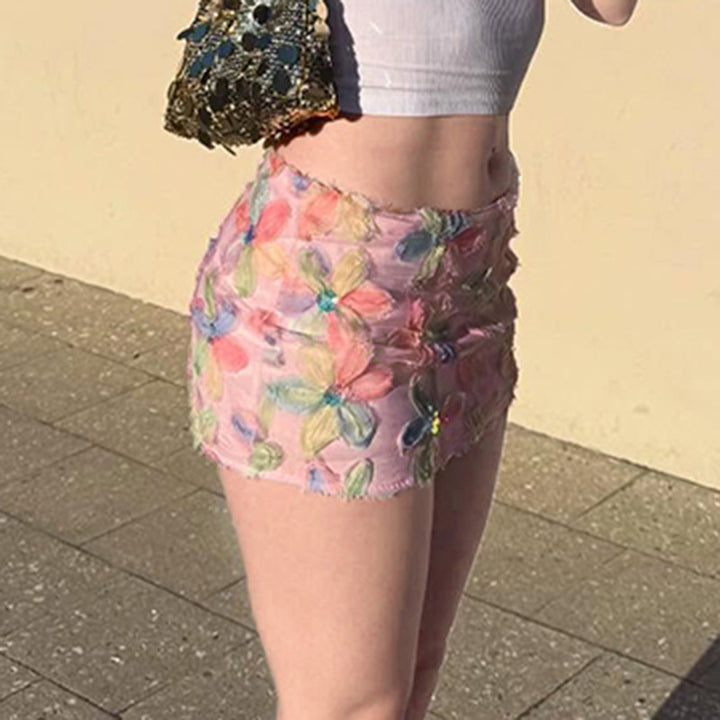 Damen Minirock mit floralem 3D-Design und funkelnden Akzenten Echo Archiv