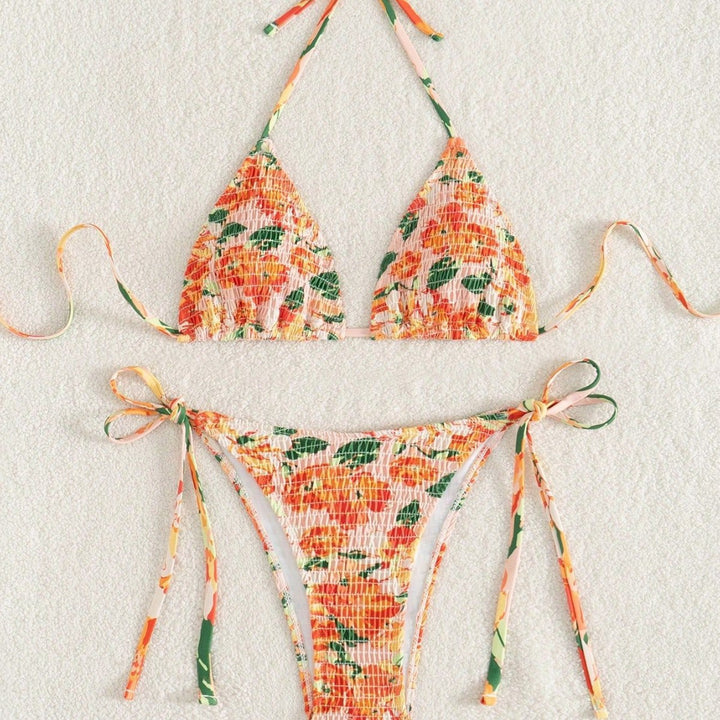 Damen Triangel-Bikini mit floralen Raffungen Echo Archiv