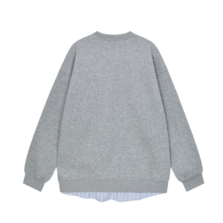 Damen Lässiges Oversize-Sweatshirt mit eingearbeitetem Hemd-Detail und Front-Öffnung Echoarchiv