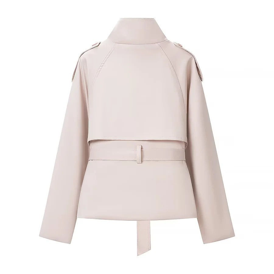 Damen Kurzjacke im Trench‑Stil mit Stehkragen Doppelreihe und Bindegürtel Echo Archiv