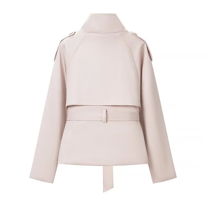Damen Kurzjacke im Trench‑Stil mit Stehkragen Doppelreihe und Bindegürtel Echo Archiv