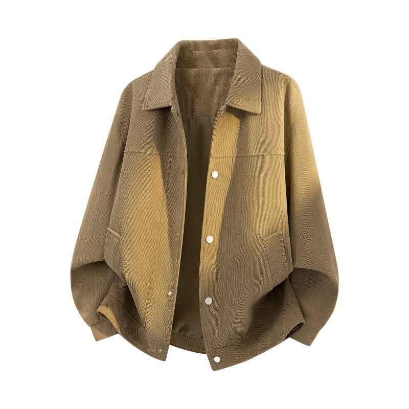 Herren Struktur-Oversized Überhemdjacke mit Wattierung und Druckknöpfen Echoarchiv