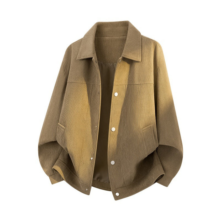 Herren Struktur-Oversized Überhemdjacke mit Wattierung und Druckknöpfen Echoarchiv
