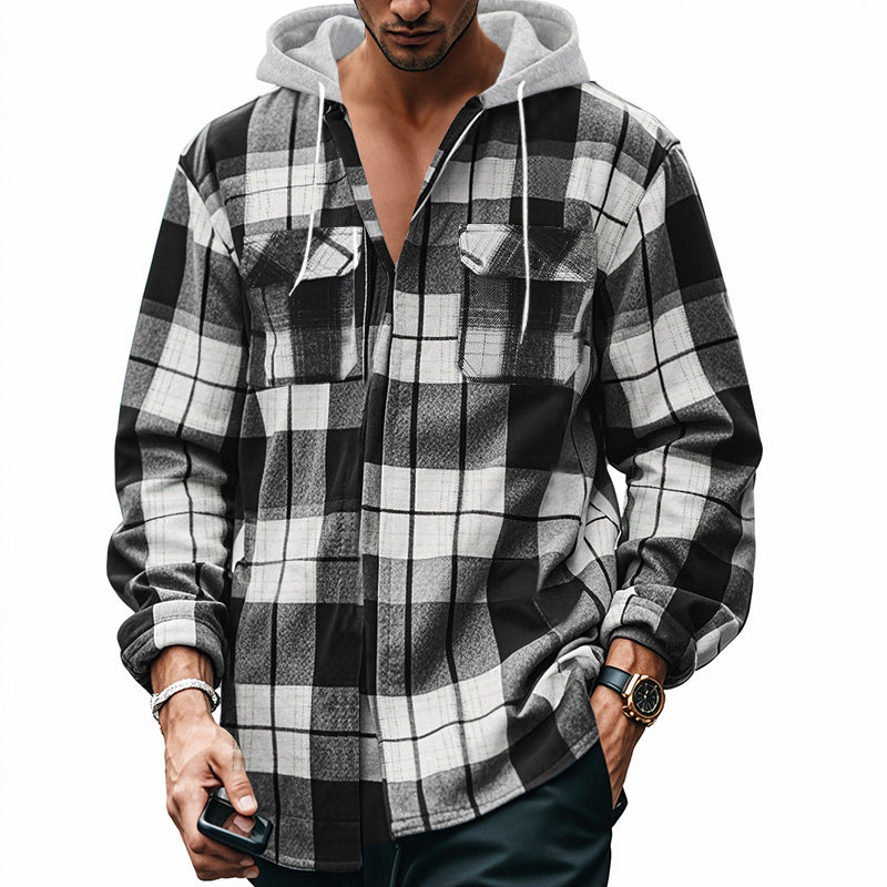 Herren Flanelljacke mit Kapuze und praktischen Brusttaschen Echoarchiv