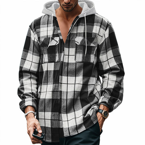Herren Flanelljacke mit Kapuze und praktischen Brusttaschen Echoarchiv
