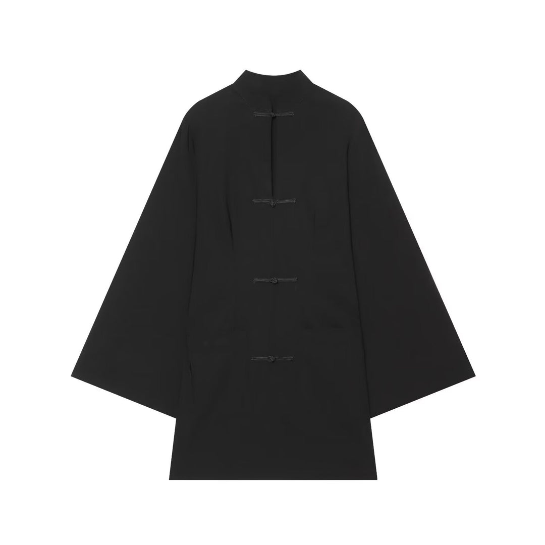 Damen Cape‑Mantel mit Stehkragen chinesischen Knotenverschlüssen und weiten Kimonoärmeln Echo Archiv