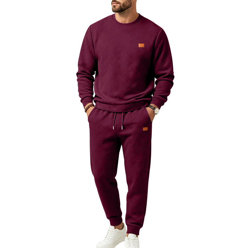Herren Freizeit-Jogginganzug aus Strukturfleece mit Rundhalsausschnitt und Kordelbund Echoarchiv