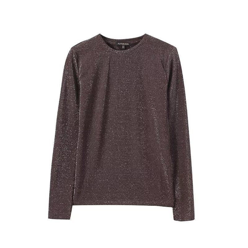 Damen Lurex-Feinstrick Longsleeve mit Rundhalsausschnitt und dezent schimmernder Oberfläche Echo Archiv