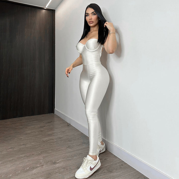 Damen figurbetonter Jumpsuit mit trägerlosem Design und elegantem Schnitt Echo Archiv