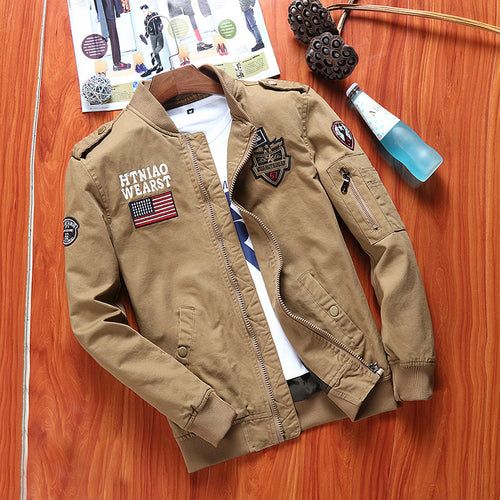 Herren Utility-Bomberjacke mit Badge-Applikationen, Ärmeltasche und Rippbündchen Echo Archiv
