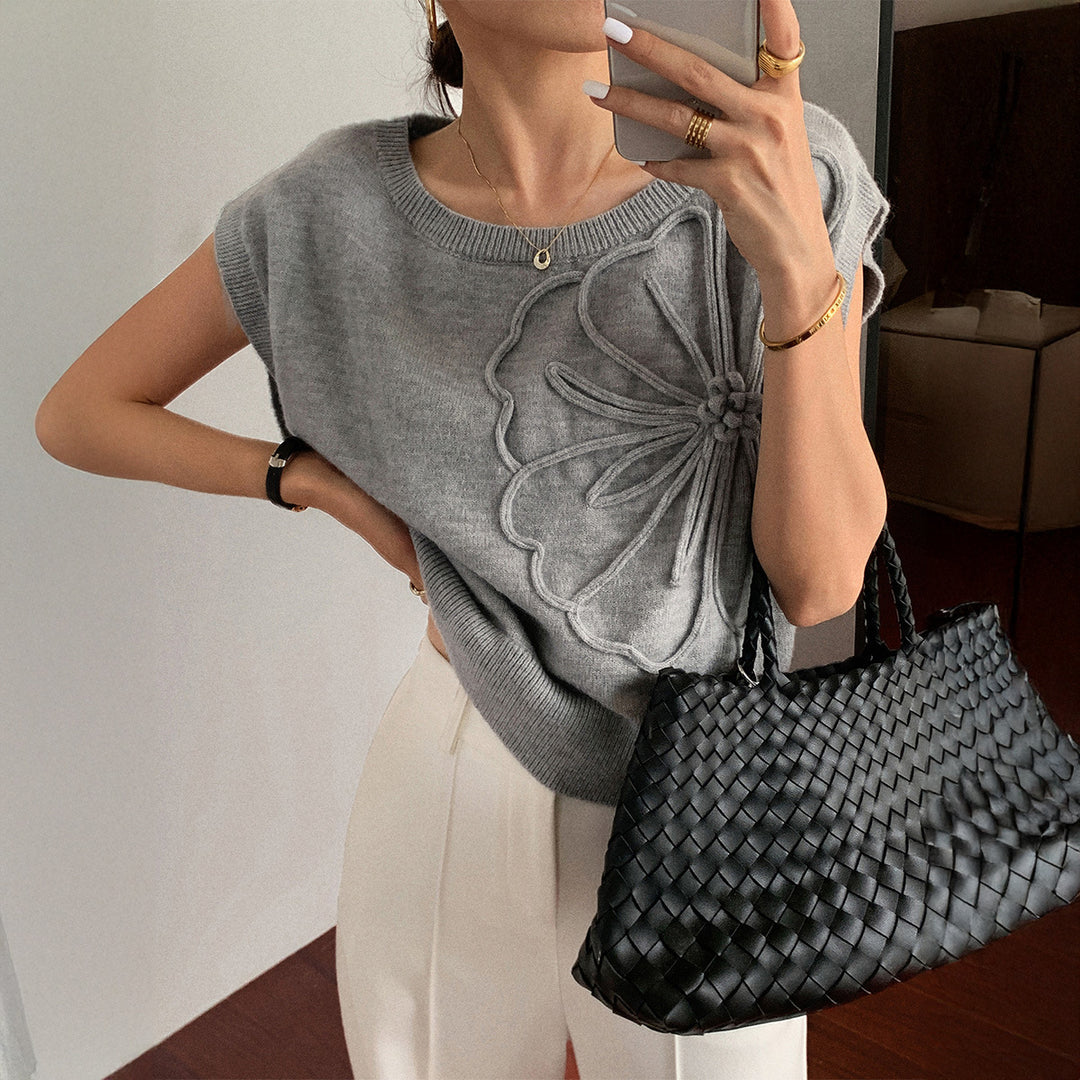 Damen Strickoberteil mit floralem Reliefdesign Echo Archiv