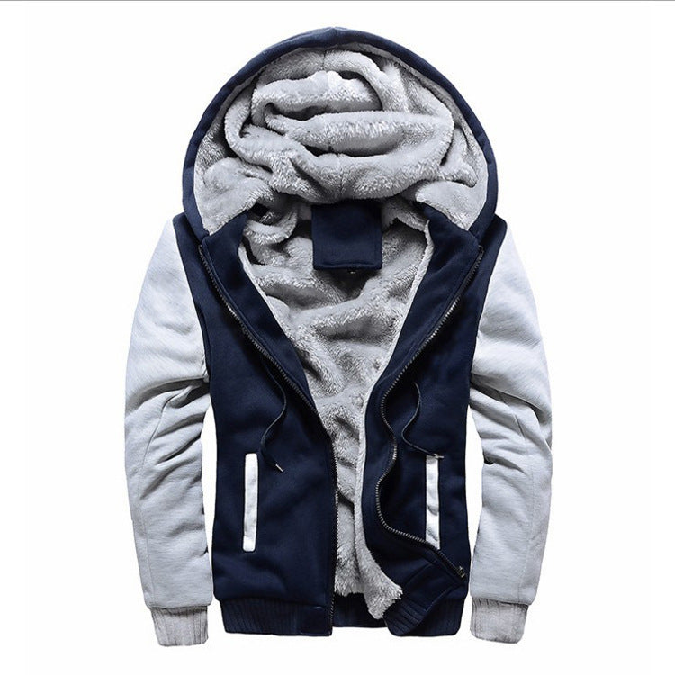 Herren Gepolsterte Kapuzenjacke mit Teddyfleece-Innenfutter, zweifarbigem Ärmeldesign und Reißverschluss Echoarchiv