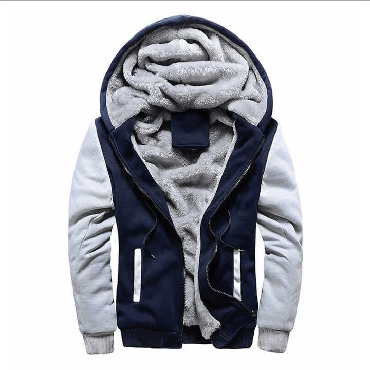 Herren Gepolsterte Kapuzenjacke mit Teddyfleece-Innenfutter, zweifarbigem Ärmeldesign und Reißverschluss Echoarchiv
