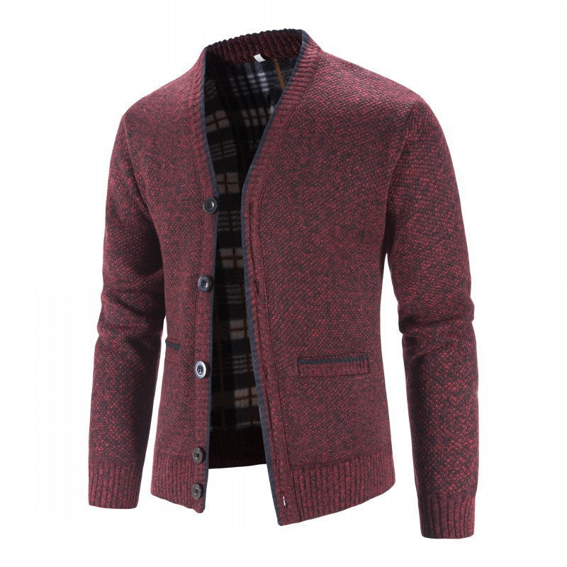 Herren Warm gefütterte Strickjacke mit modischem Schnitt Echoarchiv