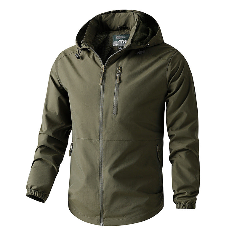 Herren Ultraleichte Allwetter-Outdoorjacke mit Kapuze atmungsaktivem Meshfutter und Reißverschlusstaschen Echo Archiv