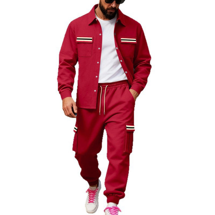 Herren Urbanes zweiteiliges Utility-Joggingset mit Overshirt und Cargo-Hose Echoarchiv