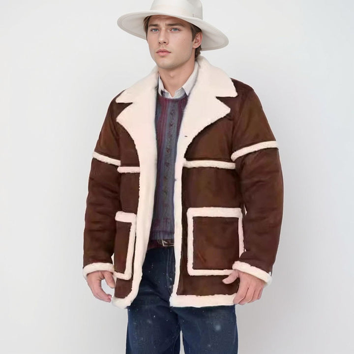 Herren Lammfelljacke mit großem Kragen und praktischen Taschen Echoarchiv