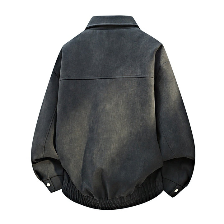 Herren Oversize-Bomberjacke im Used-Effekt mit Stehkragen, elastischem Bund und Pattentaschen Echoarchiv
